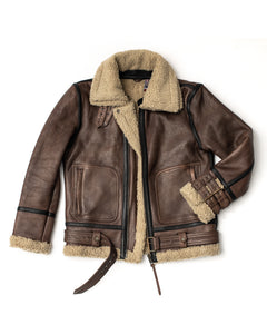 Grimshaw Rancher Brown Leather Jacket with Cream Sherpa the Outlaw Master Supply Co