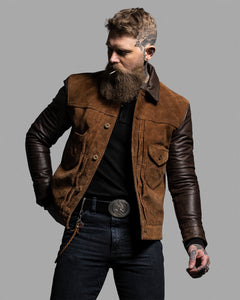 "The Scoundrel Jacket by Master Supply Co features a unique blend of heritage and tradition. This jacket is made from a combination of Full Grain Cow leather, providing a durable and stylish look. Perfect for those who appreciate a more traditional approach to fashion, the Scoundrel jacket is sure to make a statement. Upgrade your wardrobe today with this one-of-a-kind jacket."