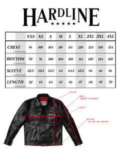 Leather Jacket Size Chart Hardline - Main Image
