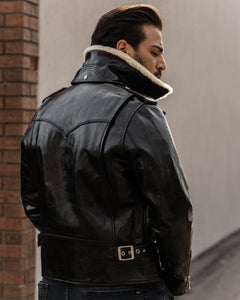 Dawson leather jacket mens wearing back view removable collar western leather jacket