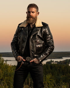 Dawson leather jacket mens wearing back view western leather jacket