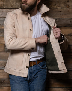 Men's natural vegetable-tanned leather field jacket by Master Supply Co