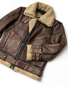 Grimshaw Rancher Brown Leather Jacket with Cream Sherpa the Outlaw Master Supply Co