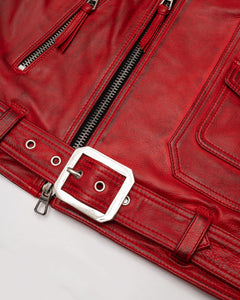 Belvedere Red Men's Leather Biker Jacket | Master Supply Co.
